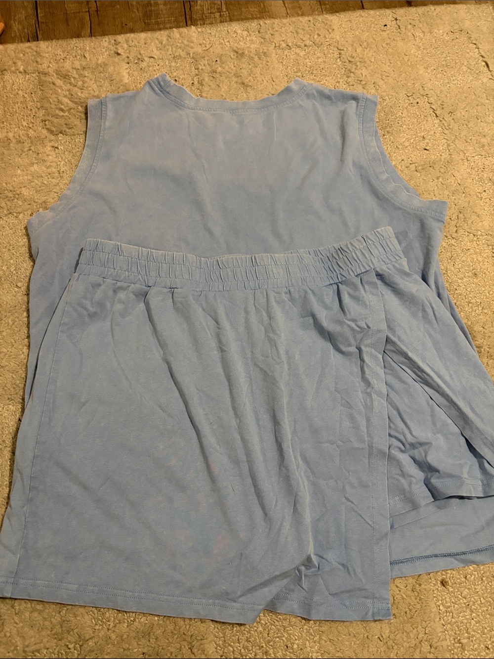 Free People Light Blue Sleeveless Top and Elastic Waist Shorts Set